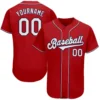 Custom Red Baseball Jersey with White-Navy