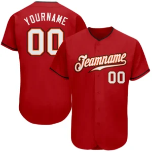 Custom Red Baseball Jersey with White-Orange