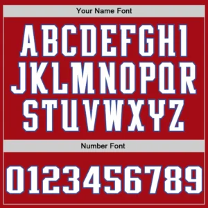Custom Red Baseball Jersey with White-Royal - Image 2