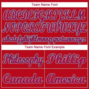 Custom Red Baseball Jersey with White-Royal - Image 3