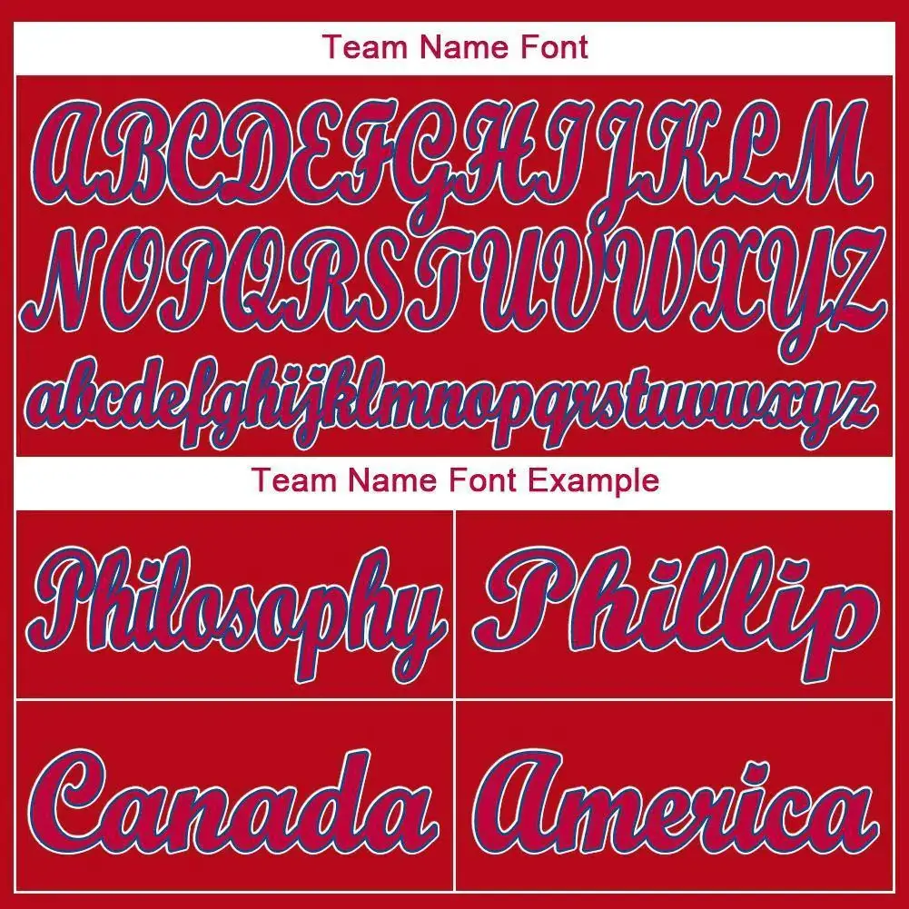 Custom Red Baseball Jersey with White-Royal - Image 3