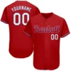 Custom Red Baseball Jersey with White-Royal