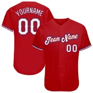 Custom Red Baseball Jersey with White-Royal