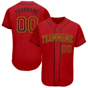 Custom Red Drift Fashion Baseball Jersey with Black-Gold