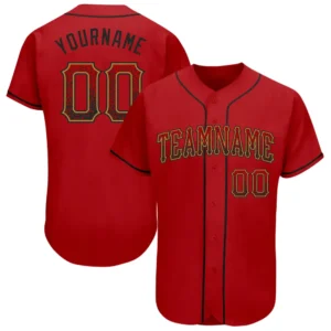 Custom Red Drift Fashion Baseball Jersey with Black-Old Gold