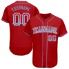Custom Red Drift Fashion Baseball Jersey with Light Blue-White