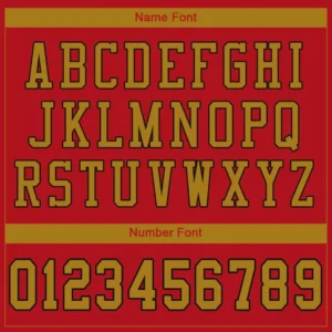 Custom Red Mesh Football Jersey with Old Gold - Image 2