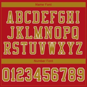 Custom Red Mesh Football Jersey with Old Gold - Image 2