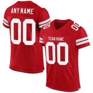 Custom Red Mesh Football Jersey with White