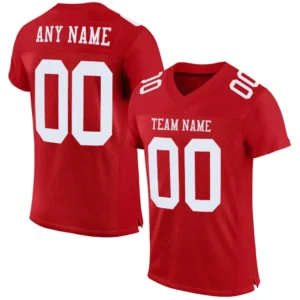 Custom Red Mesh Football Jersey with White