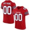 Custom Red Mesh Football Jersey with White-Navy