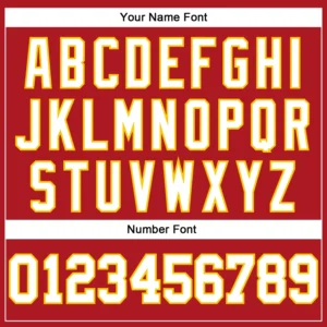 Custom Red Mesh Throwback Football Jersey with Gold - Image 3