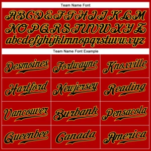 Custom Red Pinstripe Baseball Jersey with Black-Gold - Image 2