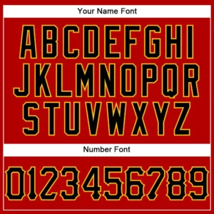 Custom Red Pinstripe Baseball Jersey with Black-Gold - Image 3