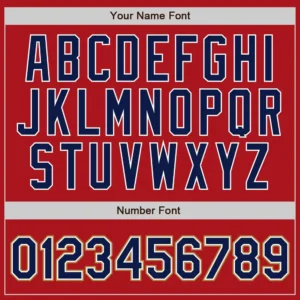 Custom Red Pinstripe Baseball Jersey with Navy-Old Gold - Image 2