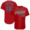 Custom Red Pinstripe Baseball Jersey with Navy-Old Gold