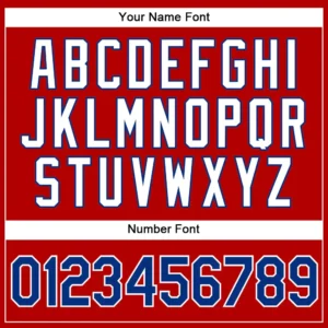 Custom Red Pinstripe Baseball Jersey with Royal-White - Image 3