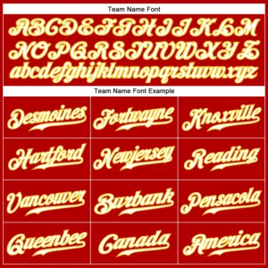 Custom Red Pinstripe Baseball Jersey with White-Gold - Image 2