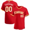 Custom Red USA Flag Fashion Baseball Jersey with White-Gold