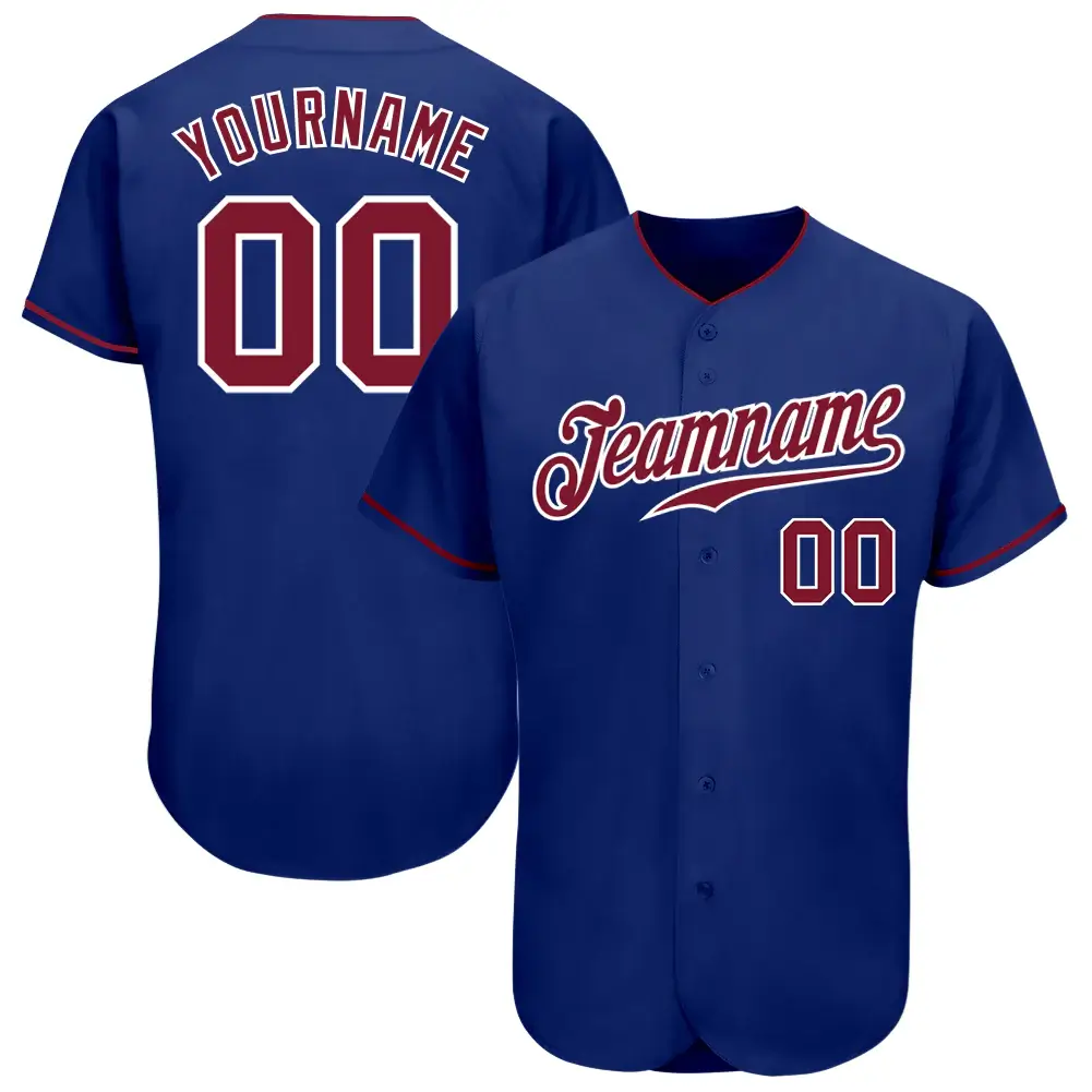 Custom Royal Baseball Jersey with Crimson-White