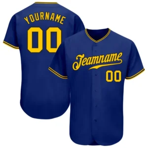 Custom Royal Baseball Jersey with Gold-Black