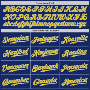 Custom Royal Baseball Jersey with Gold-Light Blue - Image 2