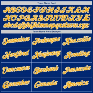 Custom Royal Baseball Jersey with Gold-White - Image 3