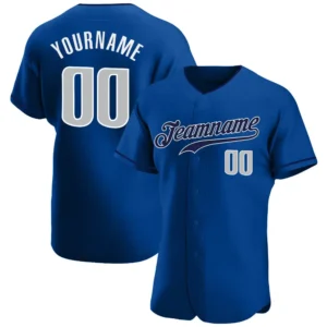 Custom Royal Baseball Jersey with Gray-Navy