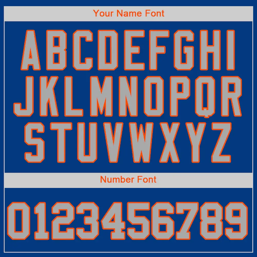 Custom Royal Baseball Jersey with Gray-Orange - Image 2