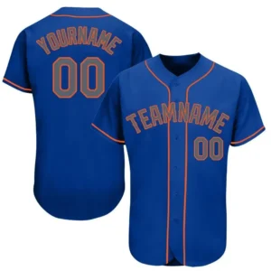 Custom Royal Baseball Jersey with Gray-Orange
