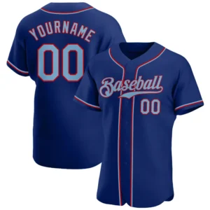 Custom Royal Baseball Jersey with Light Blue-Red