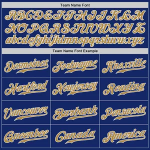 Custom Royal Baseball Jersey with Old Gold-White - Image 3