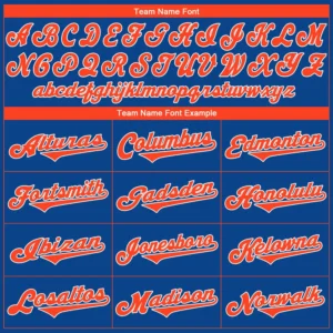 Custom Royal Baseball Jersey with Orange-White - Image 3