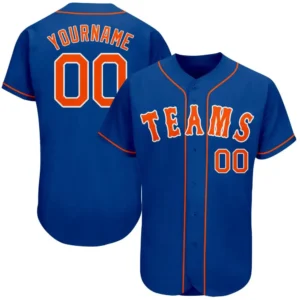 Custom Royal Baseball Jersey with Orange-White