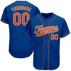Custom Royal Baseball Jersey with Orange-White