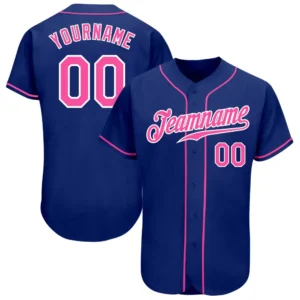 Custom Royal Baseball Jersey with Pink-White