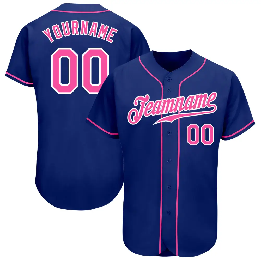 Custom Royal Baseball Jersey with Pink-White