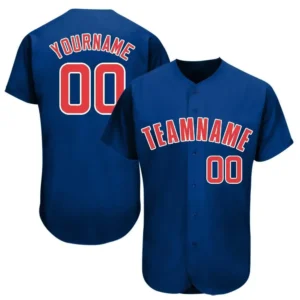 Custom Royal Baseball Jersey with Red-White