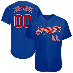 Custom Royal Baseball Jersey with Red-White