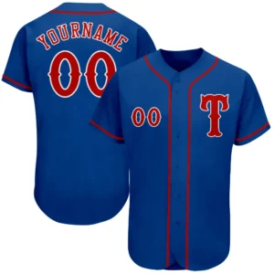 Custom Royal Baseball Jersey with Red-White