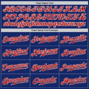 Custom Royal Baseball Jersey with Red-White-Gold - Image 2