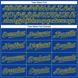 Custom Royal Baseball Jersey with Royal-Gold - Image 3