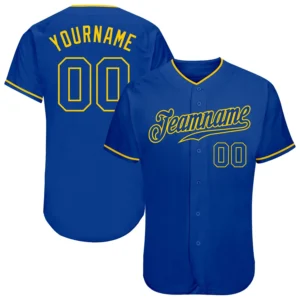 Custom Royal Baseball Jersey with Royal-Gold