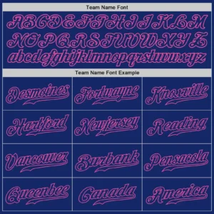 Custom Royal Baseball Jersey with Royal-Pink - Image 2