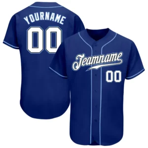 Custom Royal Baseball Jersey with White-Light Blue