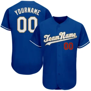 Custom Royal Baseball Jersey with White-Old Gold