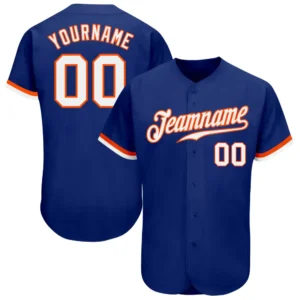Custom Royal Baseball Jersey with White-Orange