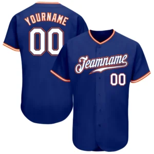 Custom Royal Baseball Jersey with White-Orange
