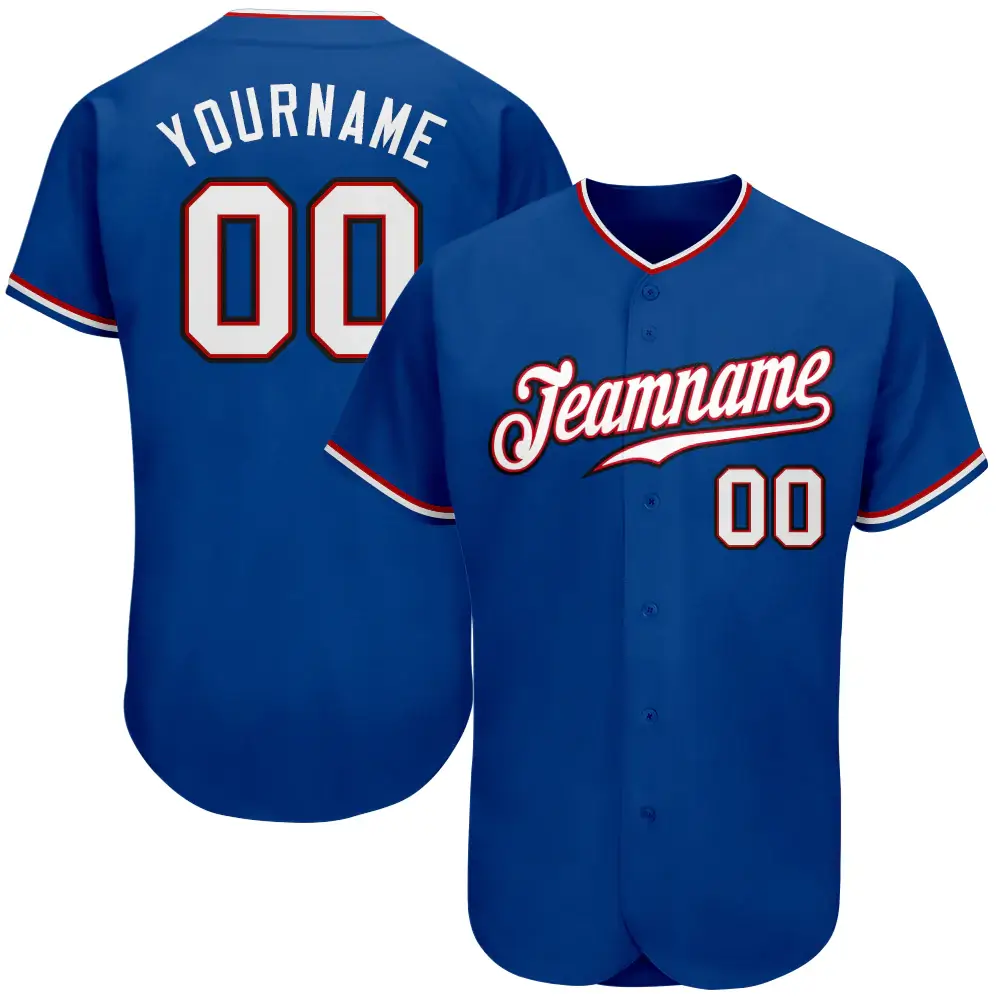 Custom Royal Baseball Jersey with White-Red