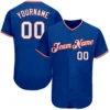 Custom Royal Baseball Jersey with White-Red
